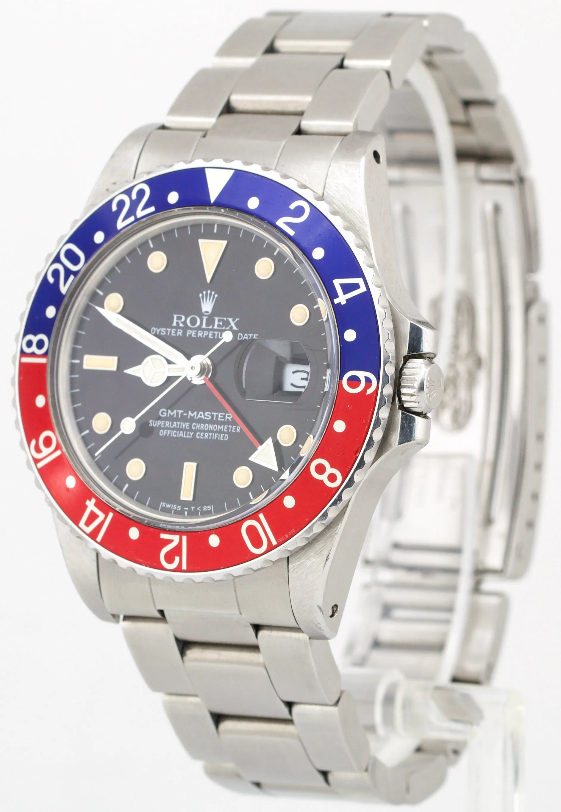 1987 Rolex GMT-Master PEPSI Stainless Steel Red Blue Oyster Date 16750 Watch