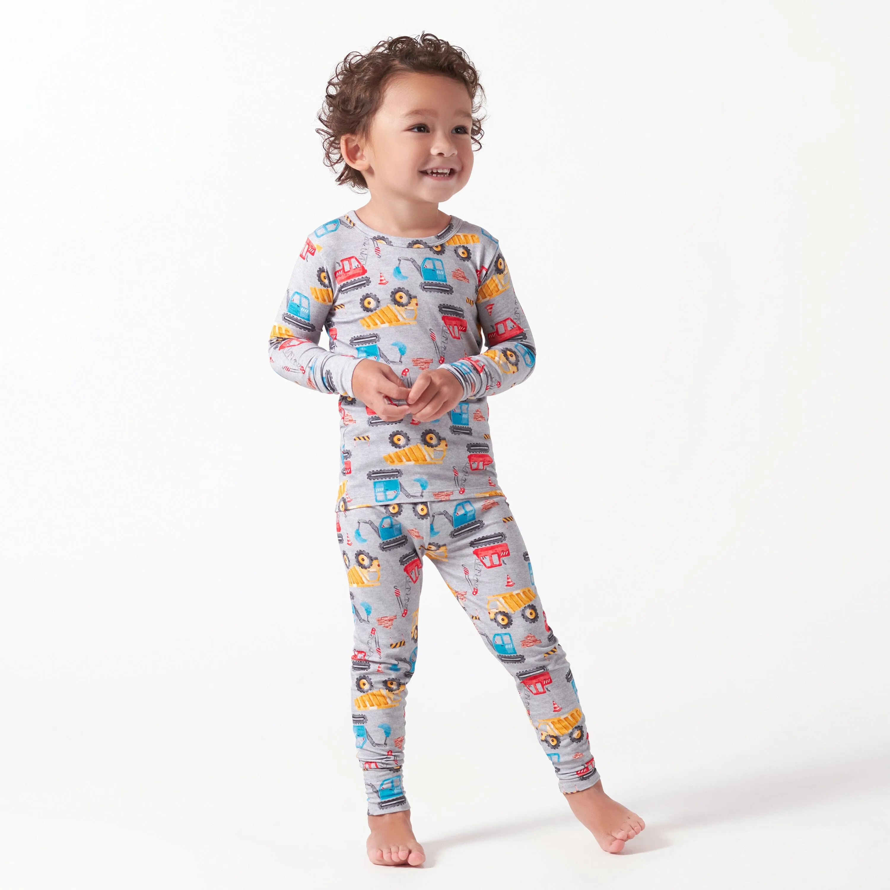 2-Piece Infant & Toddler Boys Construction Trucks Buttery Soft Viscose Made from Eucalyptus Snug Fit Pajamas