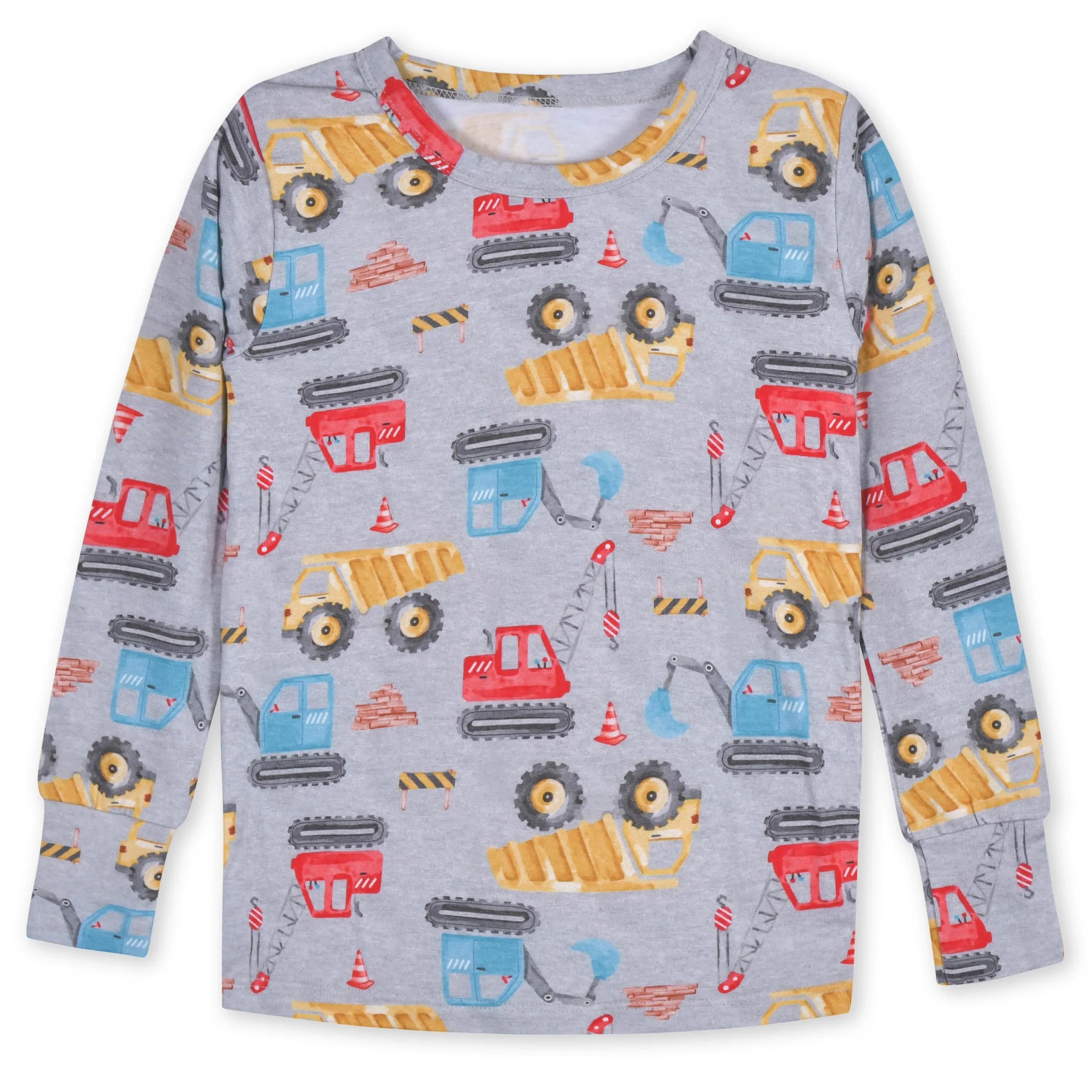 2-Piece Infant & Toddler Boys Construction Trucks Buttery Soft Viscose Made from Eucalyptus Snug Fit Pajamas