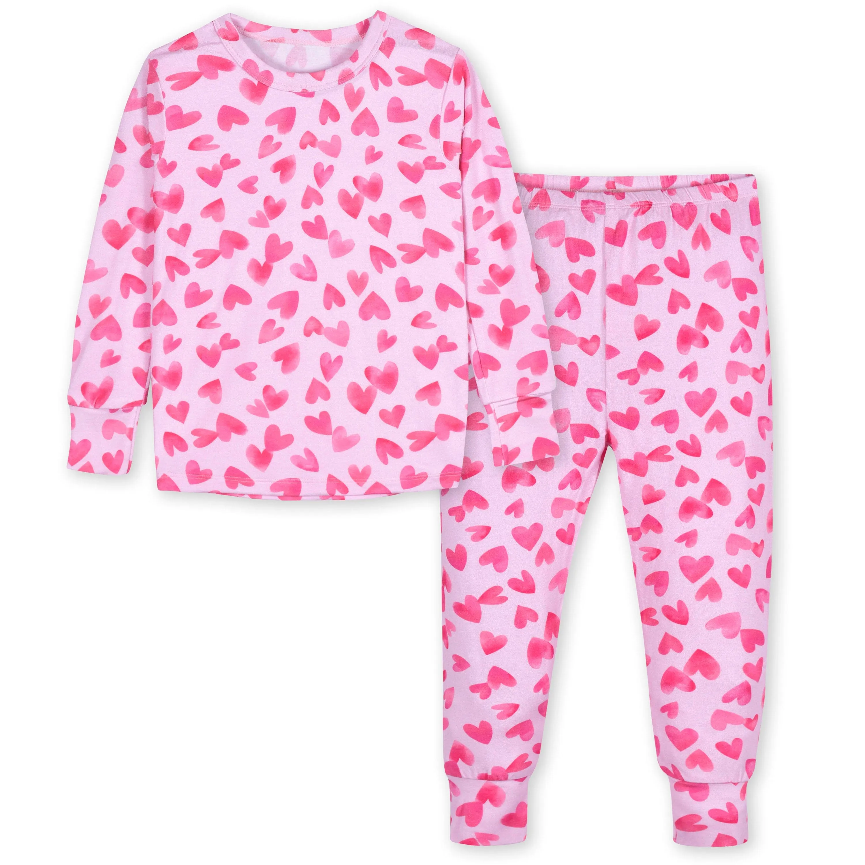 2-Piece Infant & Toddler Girls Heartfelt Buttery Soft Viscose Made from Eucalyptus Snug Fit Pajamas