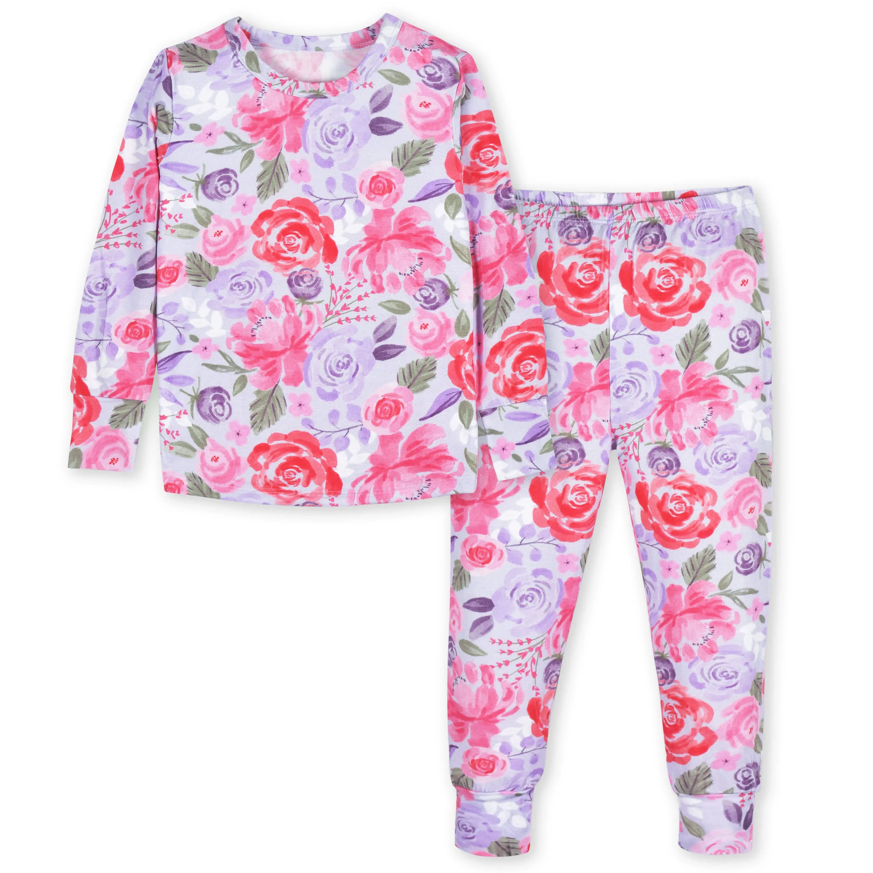 2-Piece Infant & Toddler Girls Lilac Garden Buttery Soft Viscose Made from Eucalyptus Snug Fit Pajamas