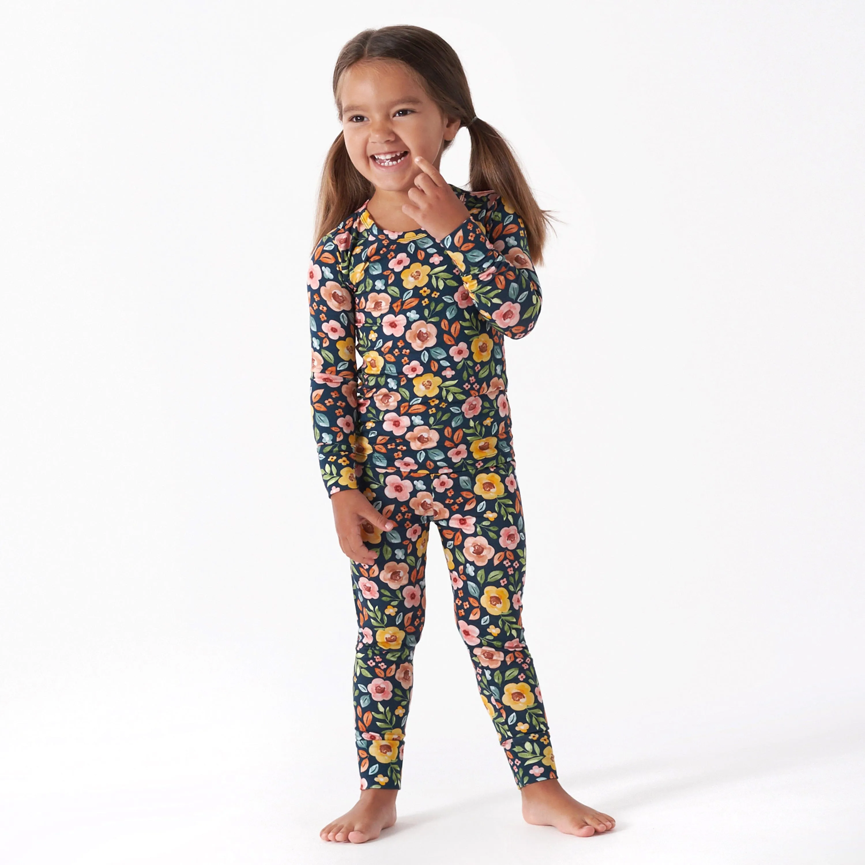 2-Piece Infant & Toddler Girls Midnight Floral Buttery Soft Viscose Made from Eucalyptus Snug Fit Pajamas