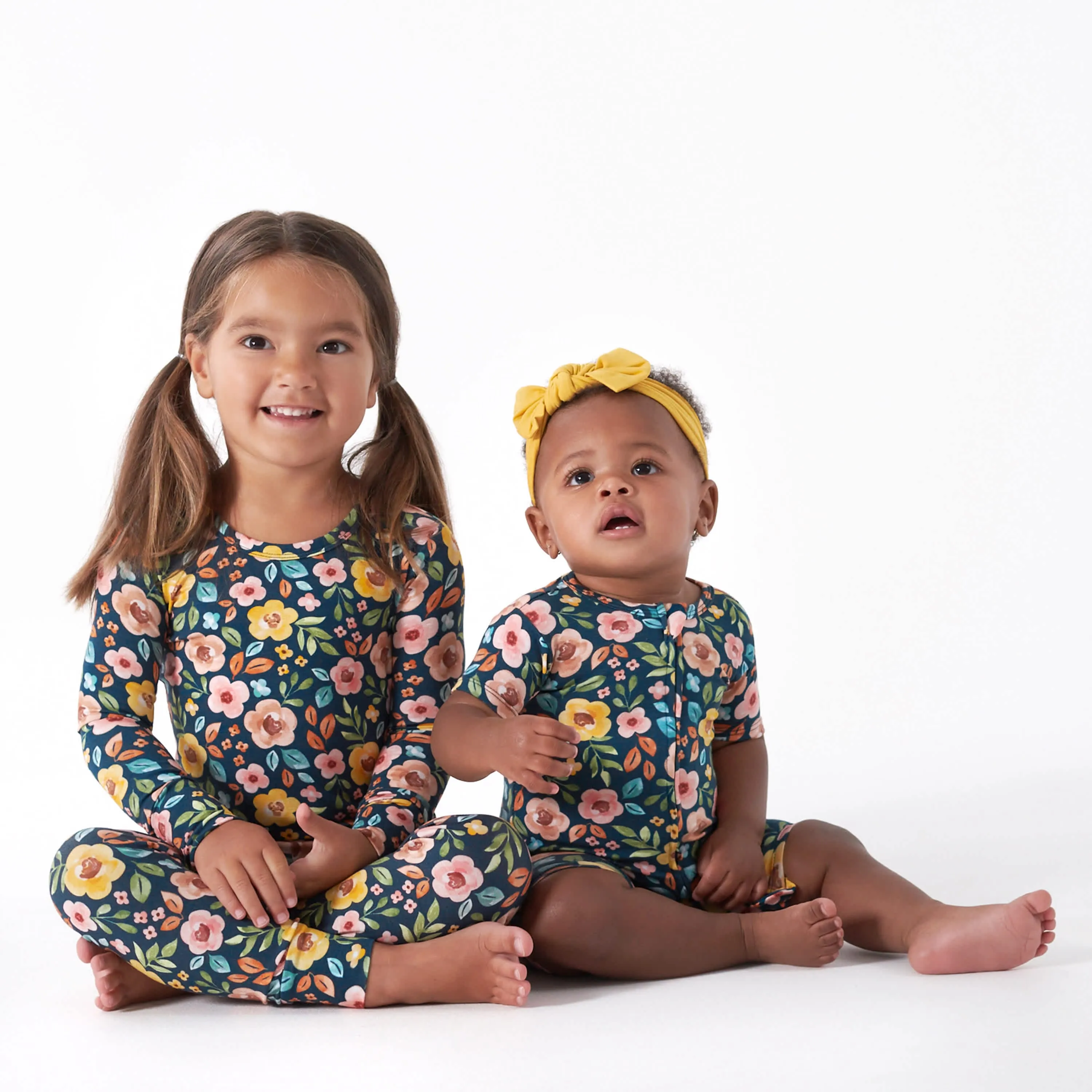 2-Piece Infant & Toddler Girls Midnight Floral Buttery Soft Viscose Made from Eucalyptus Snug Fit Pajamas