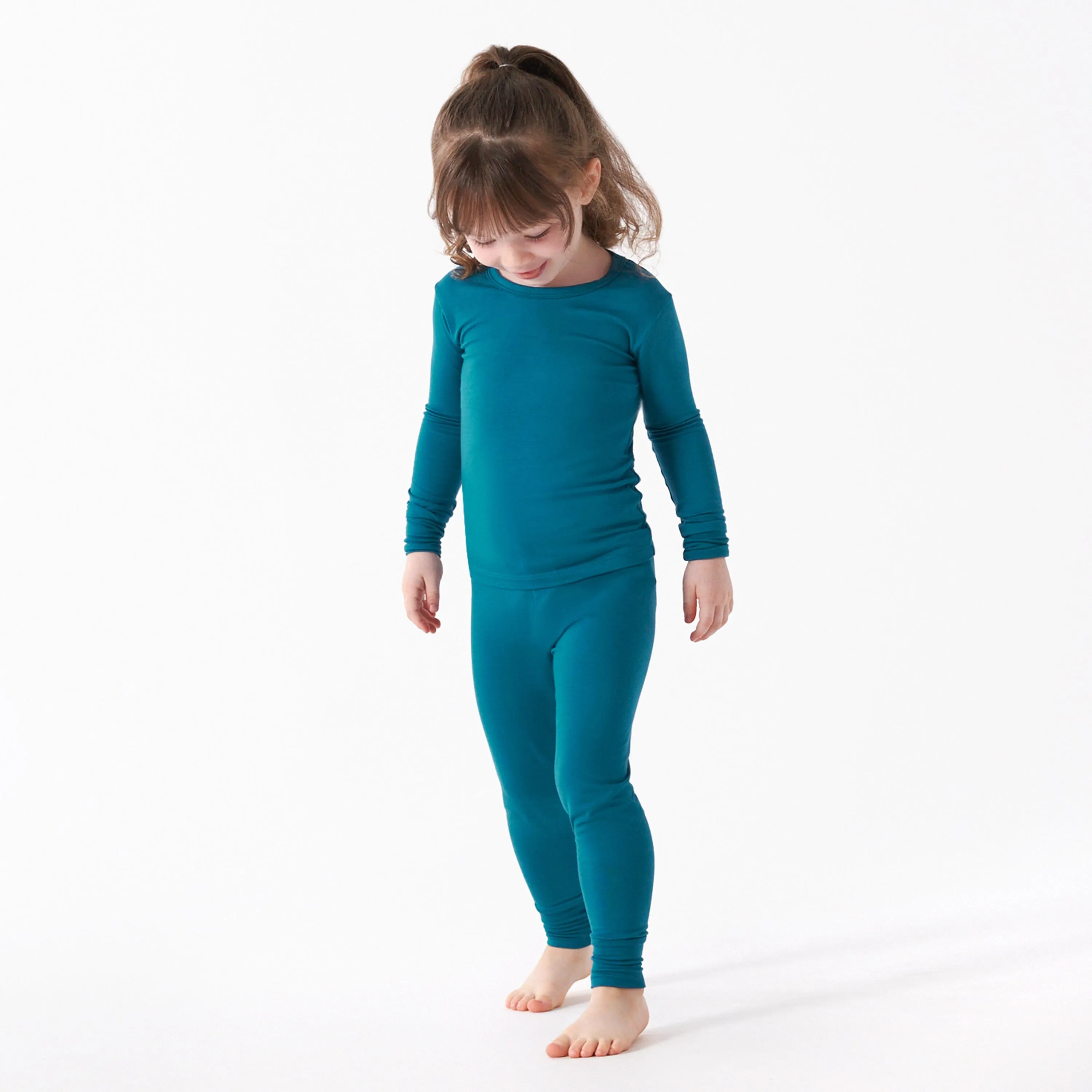 2-Piece Infant & Toddler Ocean Teal Buttery Soft Viscose Made from Eucalyptus Snug Fit Pajamas