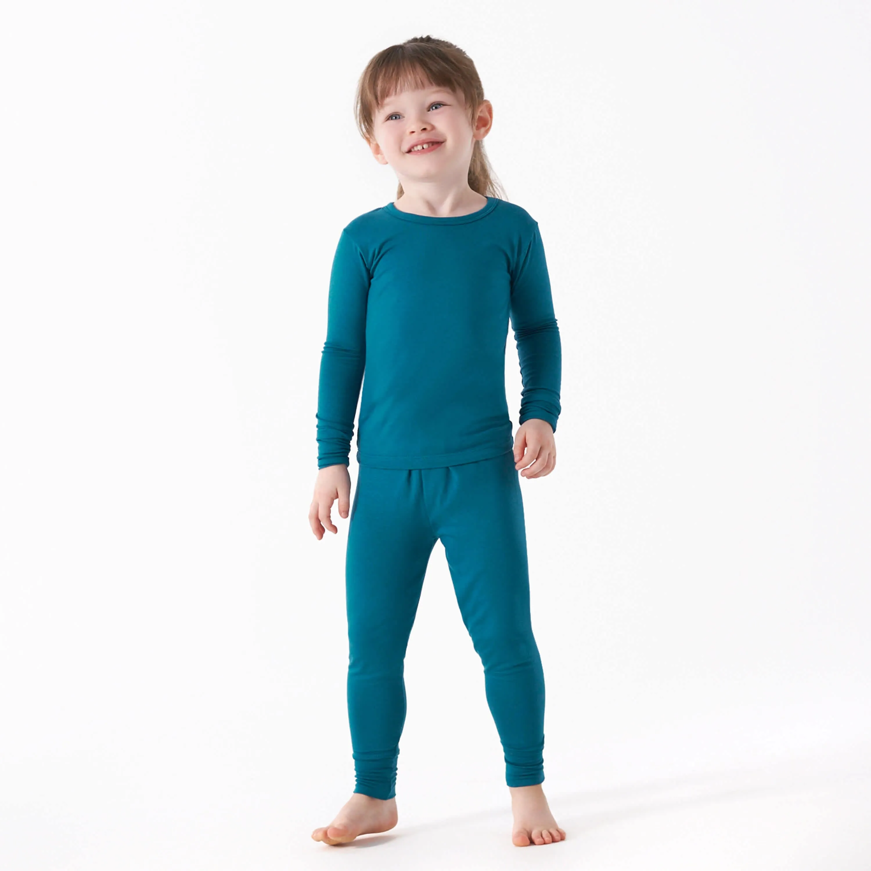 2-Piece Infant & Toddler Ocean Teal Buttery Soft Viscose Made from Eucalyptus Snug Fit Pajamas