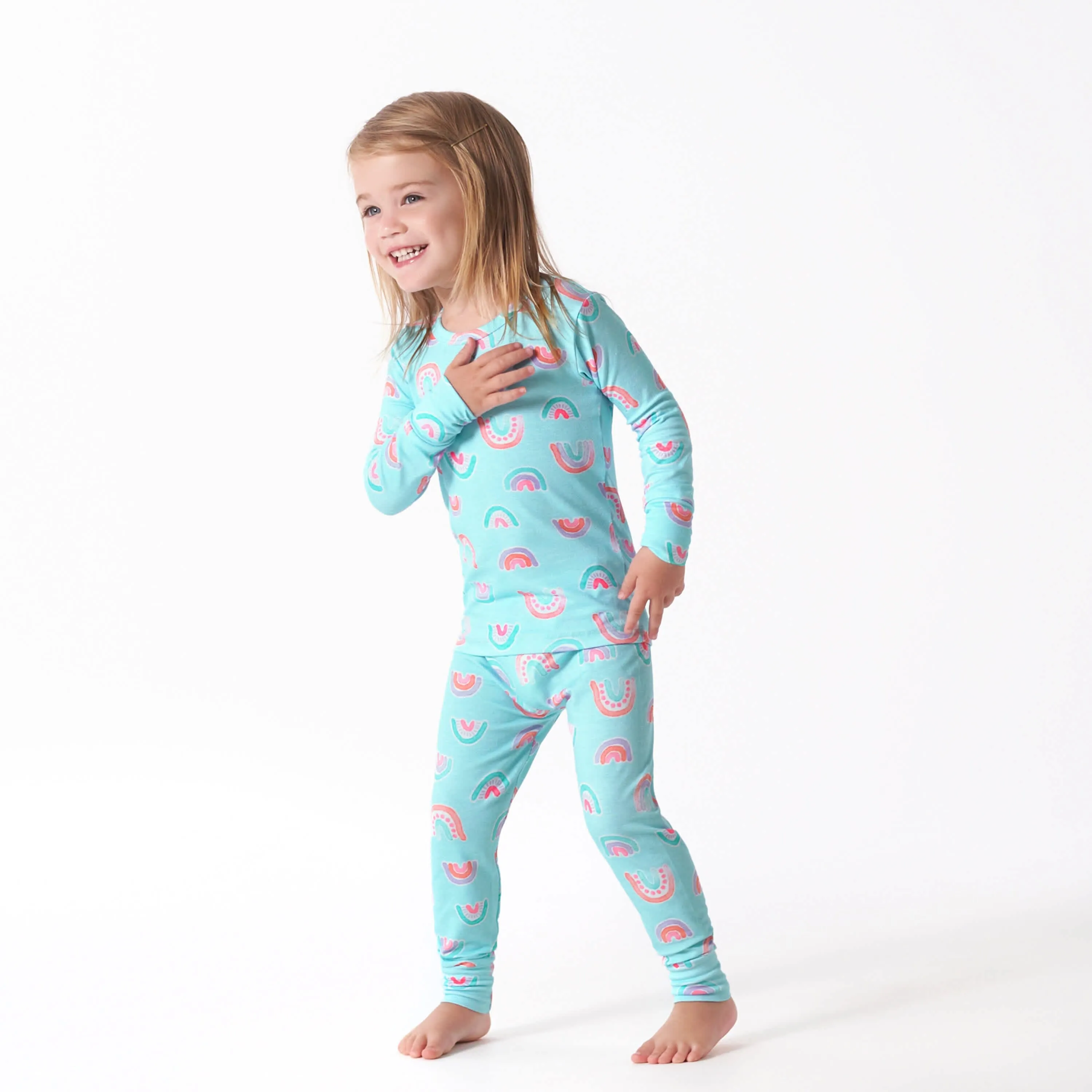 2-Piece Infant & Toddler Rainbow Sky Buttery Soft Viscose Made from Eucalyptus Snug Fit Pajamas