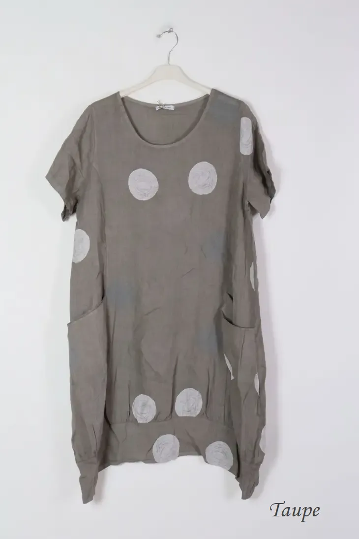 669 Circles Linen Dress with Pockets!