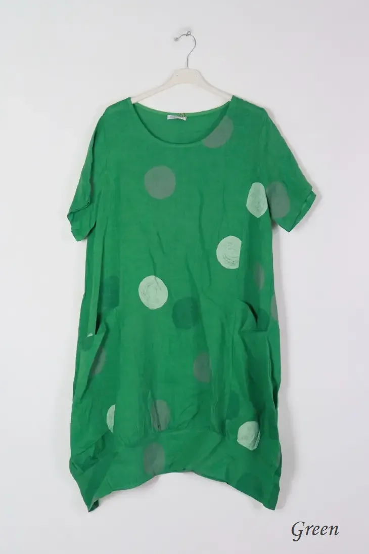 669 Circles Linen Dress with Pockets!