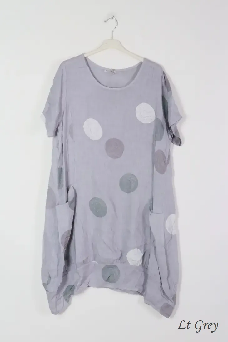 669 Circles Linen Dress with Pockets!