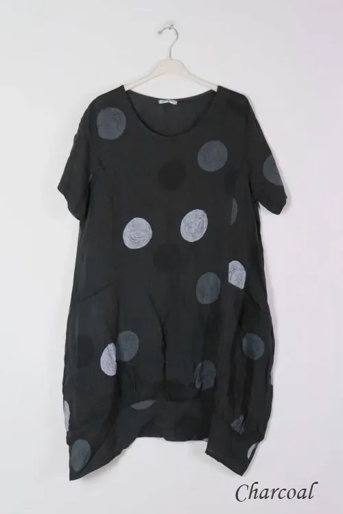 669 Circles Linen Dress with Pockets!