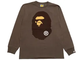 A Bathing Ape Big Ape Head L/S Tee in Brown