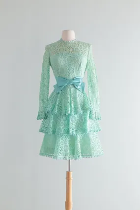 Adorable 1960's Mint Julep Lace Party Dress / SM