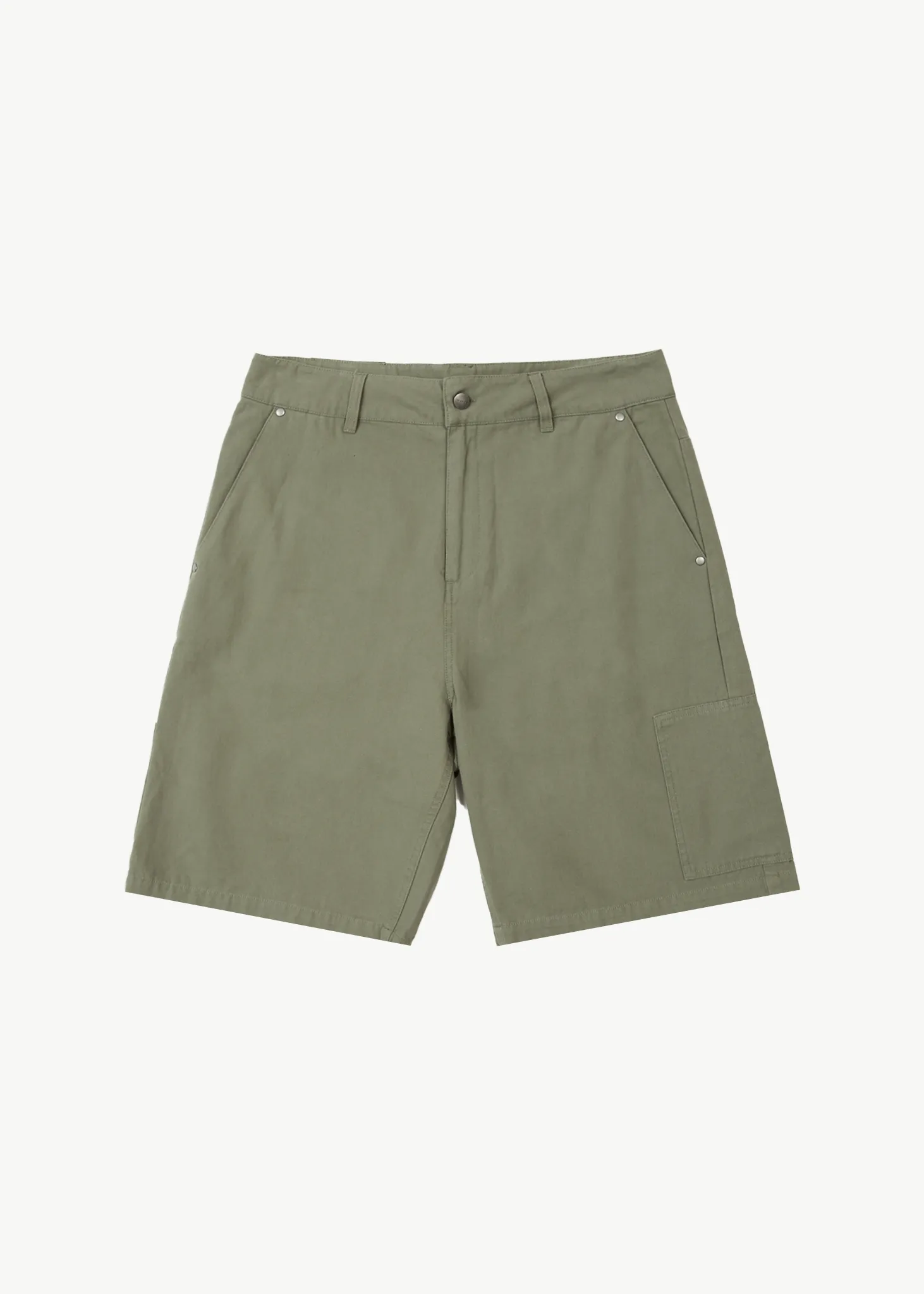 AFENDS Mens Harper - Canvas Carpenter Shorts 22 - Olive