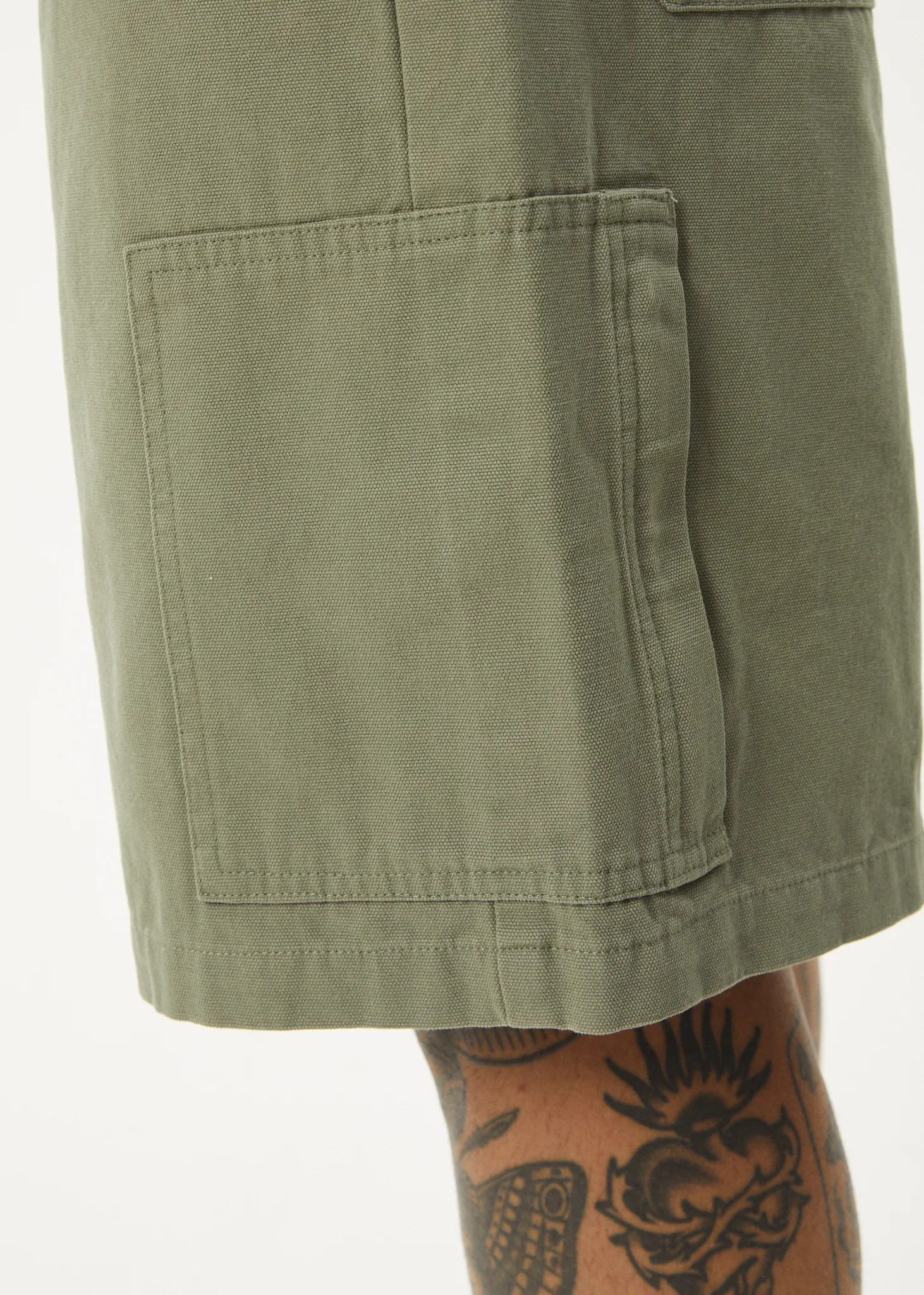 AFENDS Mens Harper - Canvas Carpenter Shorts 22 - Olive