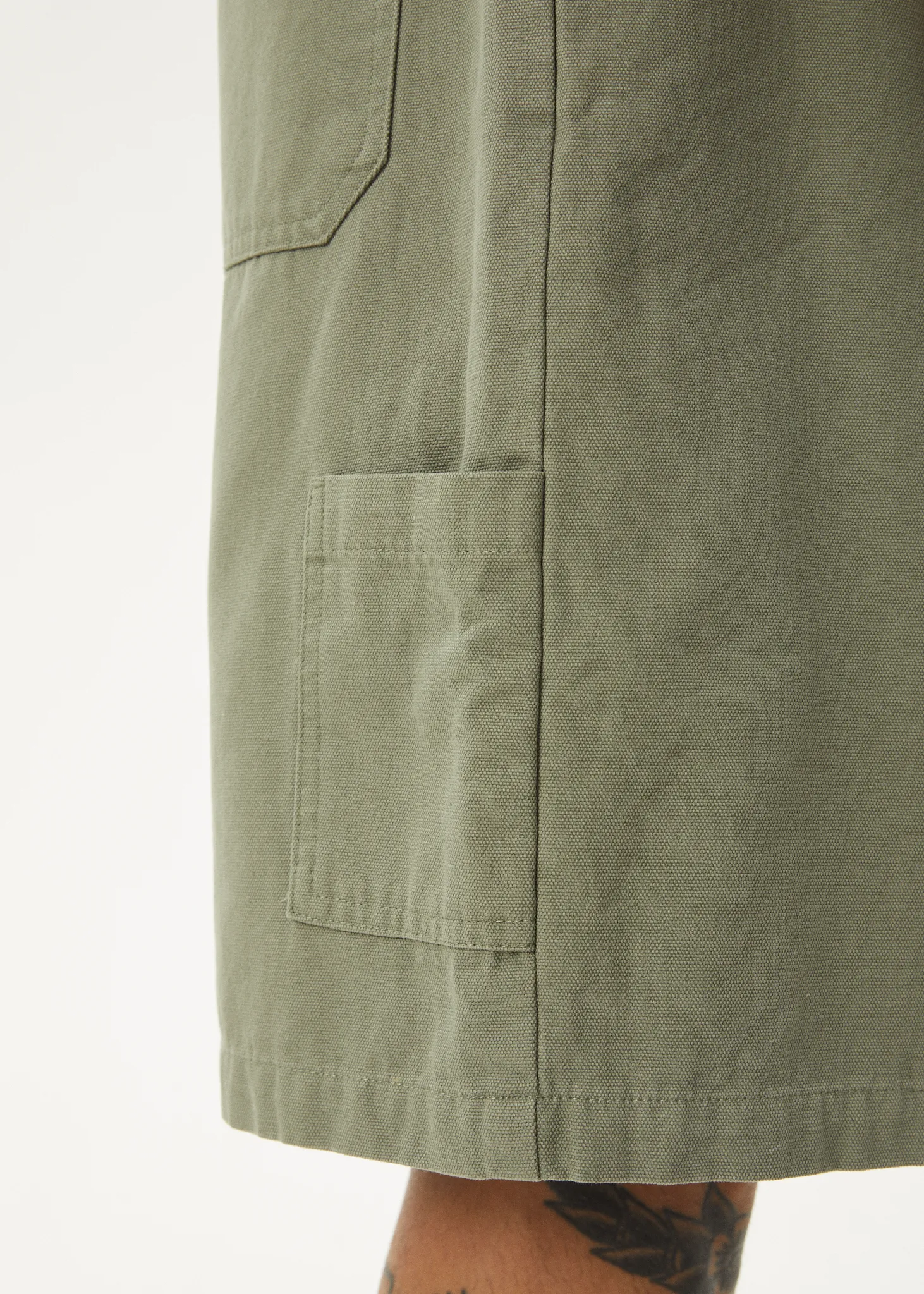 AFENDS Mens Harper - Canvas Carpenter Shorts 22 - Olive