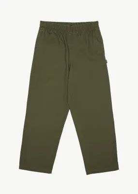 AFENDS Mens Ninety Eights - Baggy Elastic Waist Pants - Military