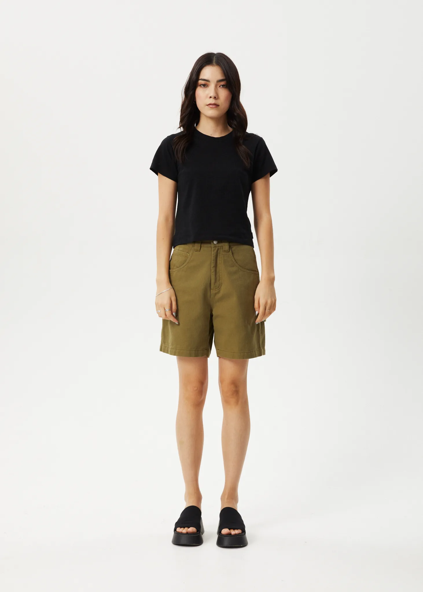 AFENDS Womens Emilie - Canvas Carpenter Short - Military