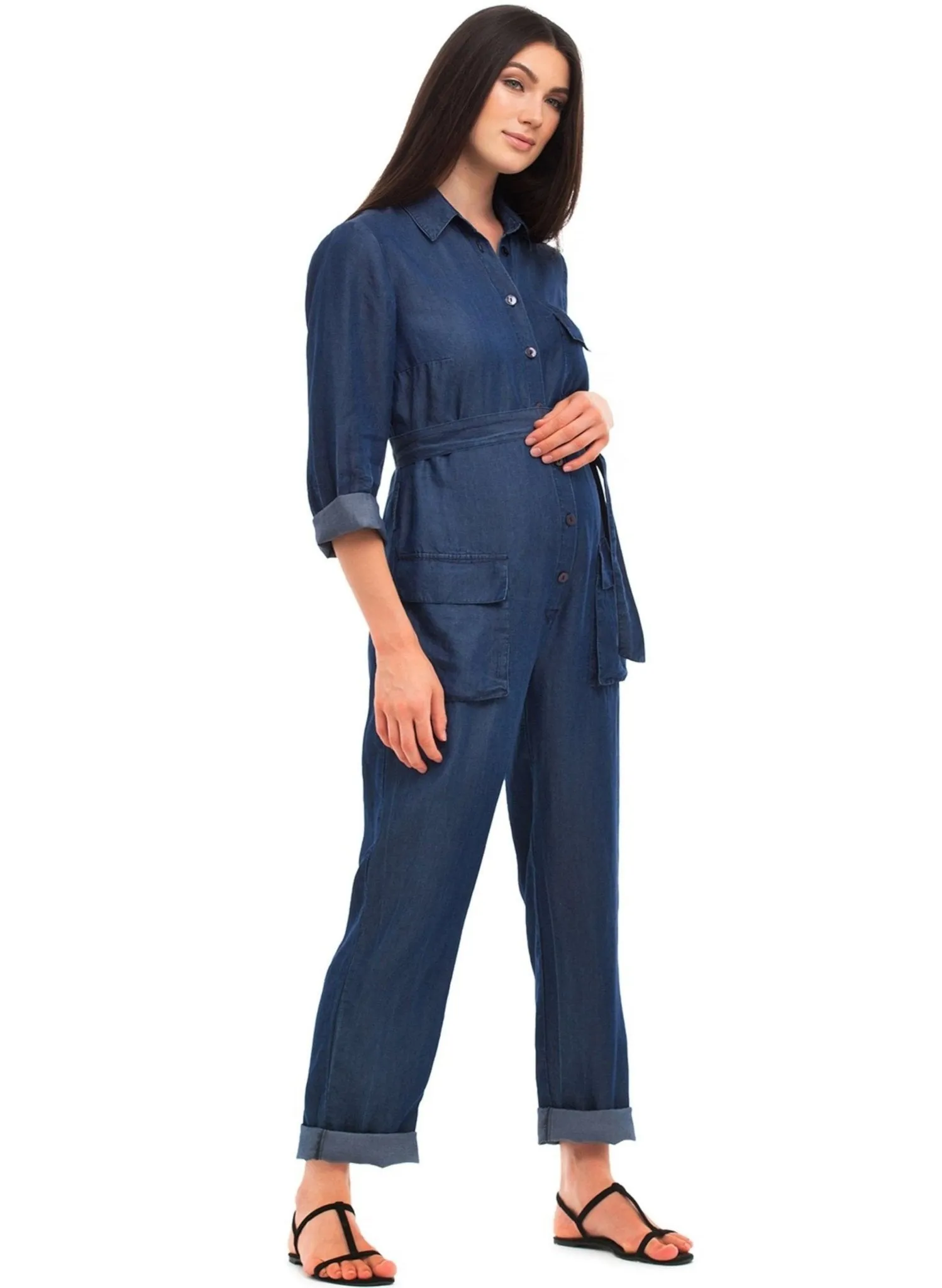 Amelia Maternity Jumpsuit - Jeans Blue