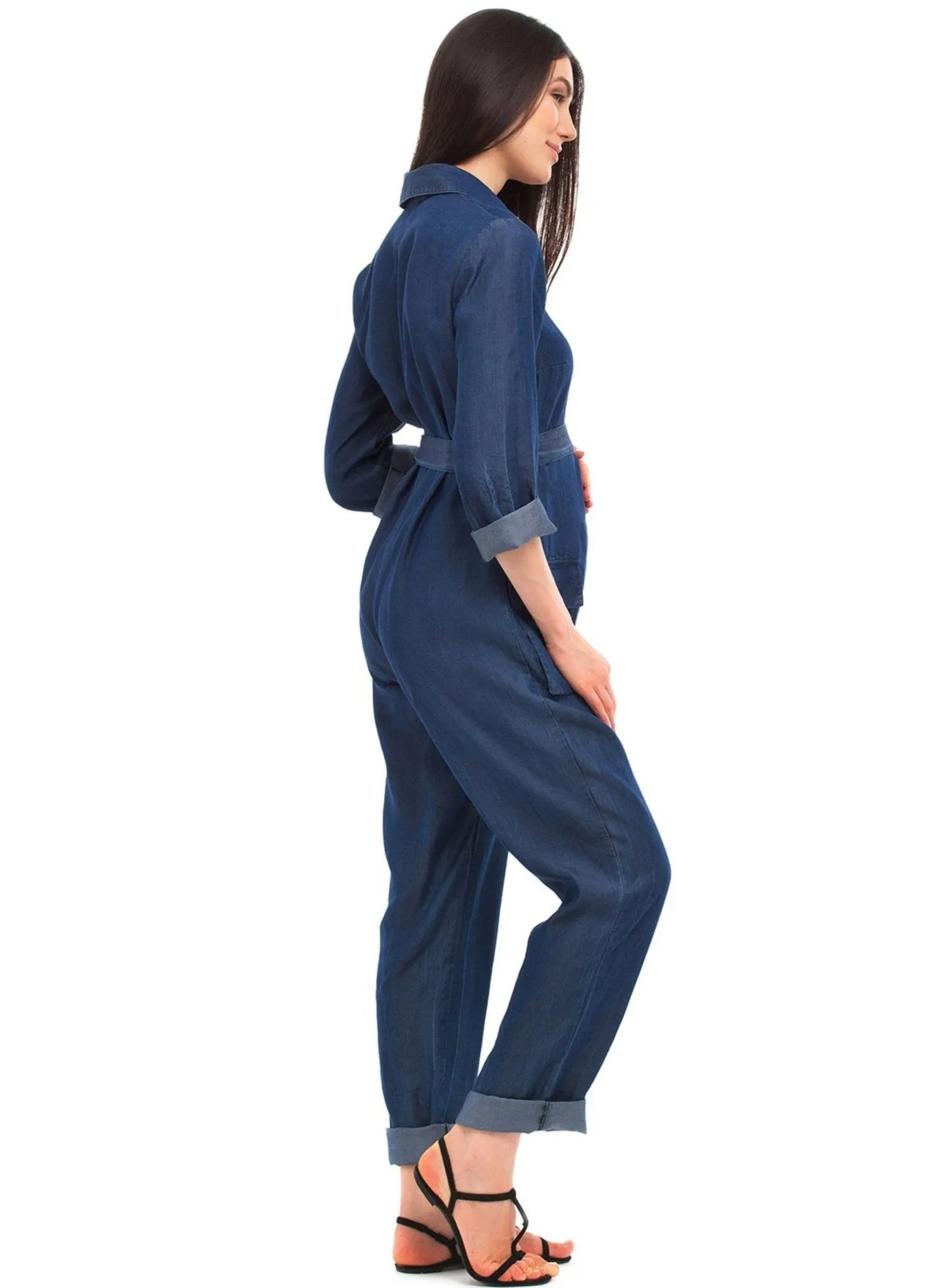 Amelia Maternity Jumpsuit - Jeans Blue