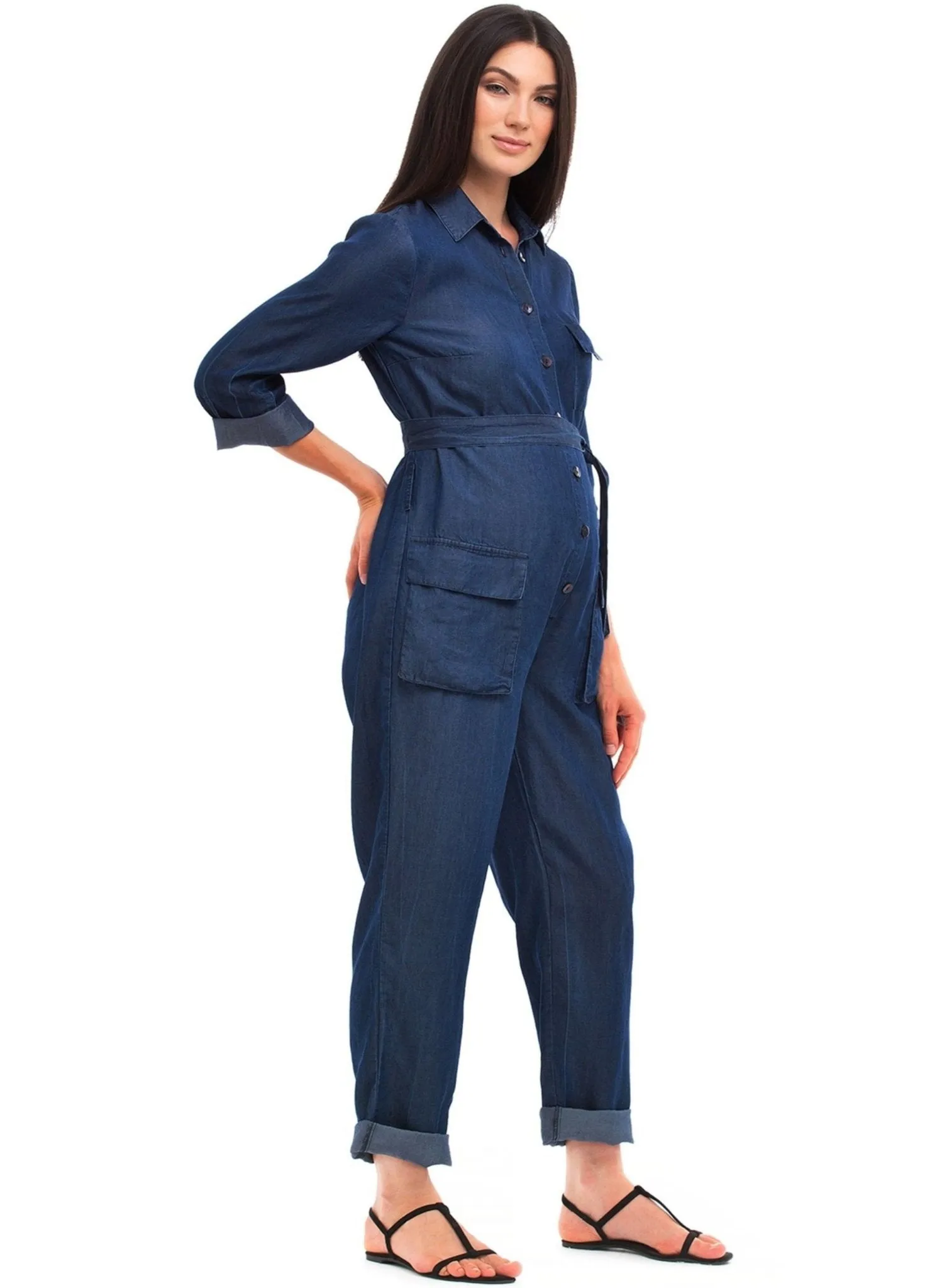 Amelia Maternity Jumpsuit - Jeans Blue