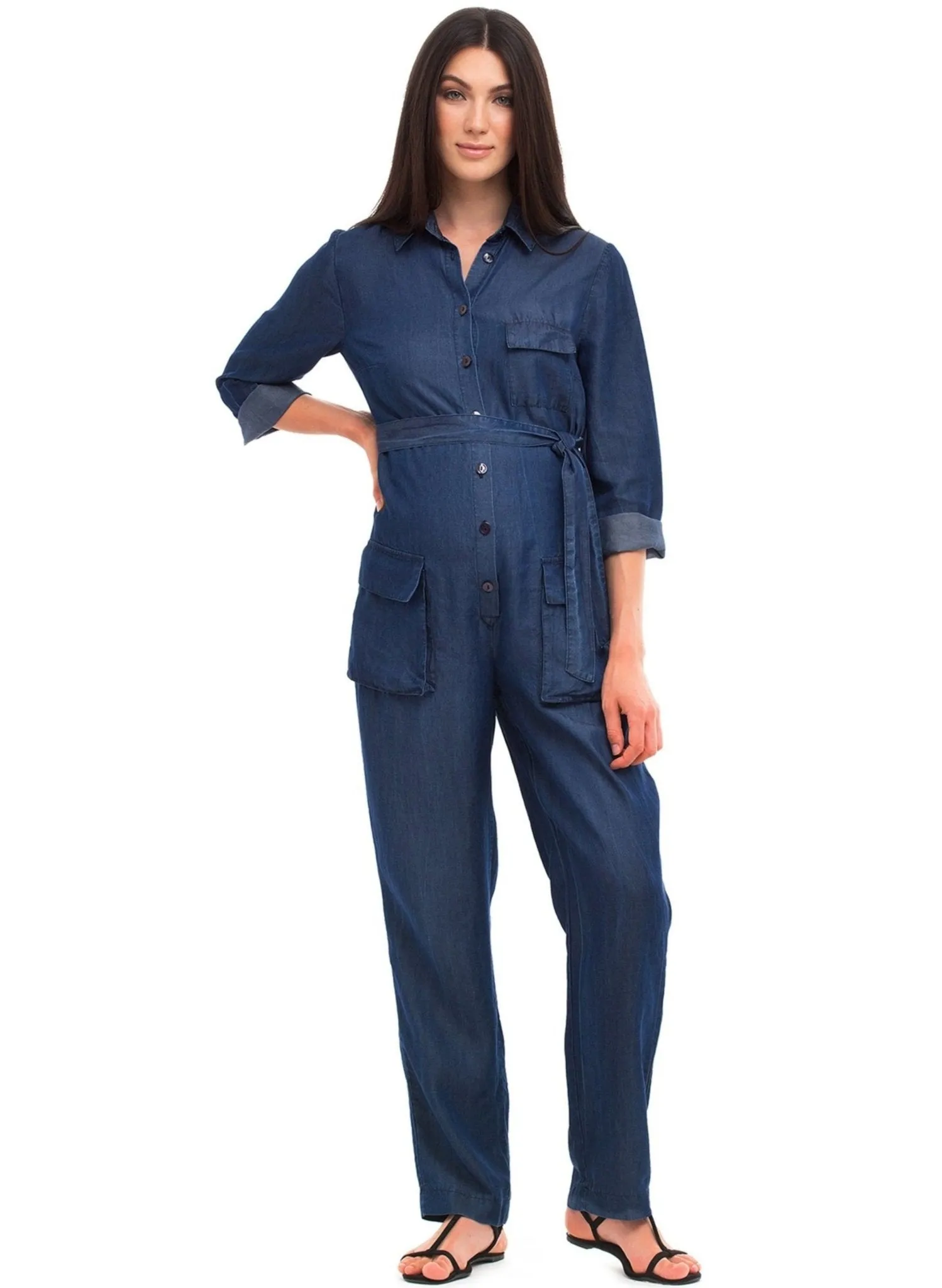 Amelia Maternity Jumpsuit - Jeans Blue