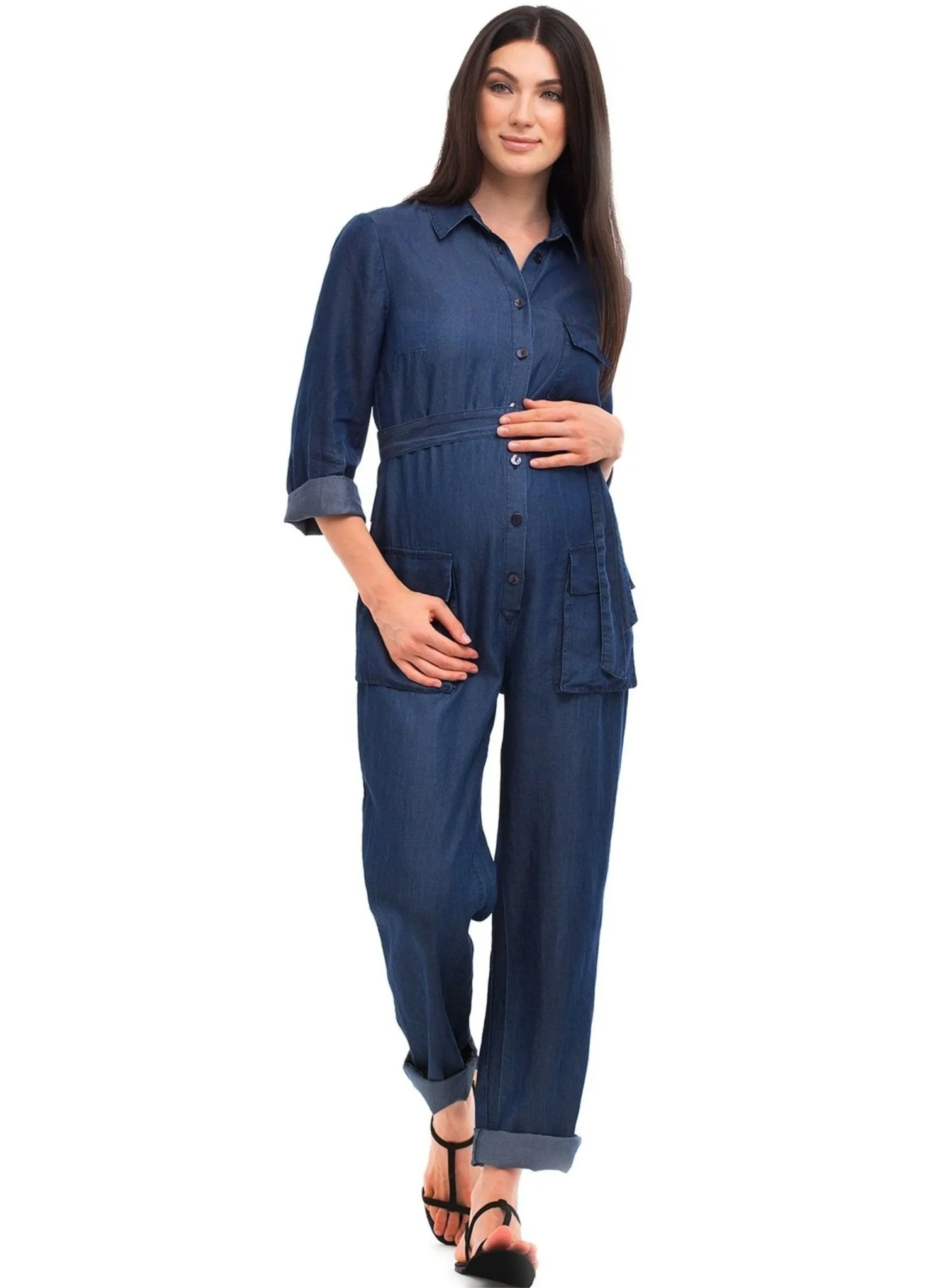 Amelia Maternity Jumpsuit - Jeans Blue