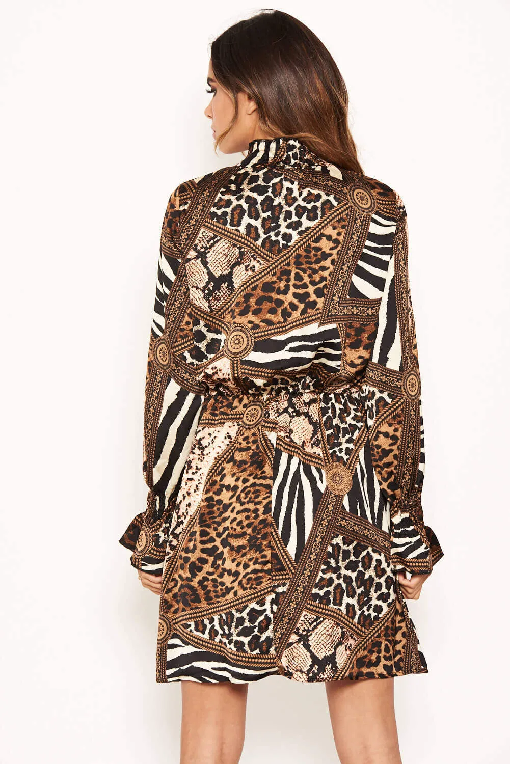 Animal Print High Neck Skater Dress