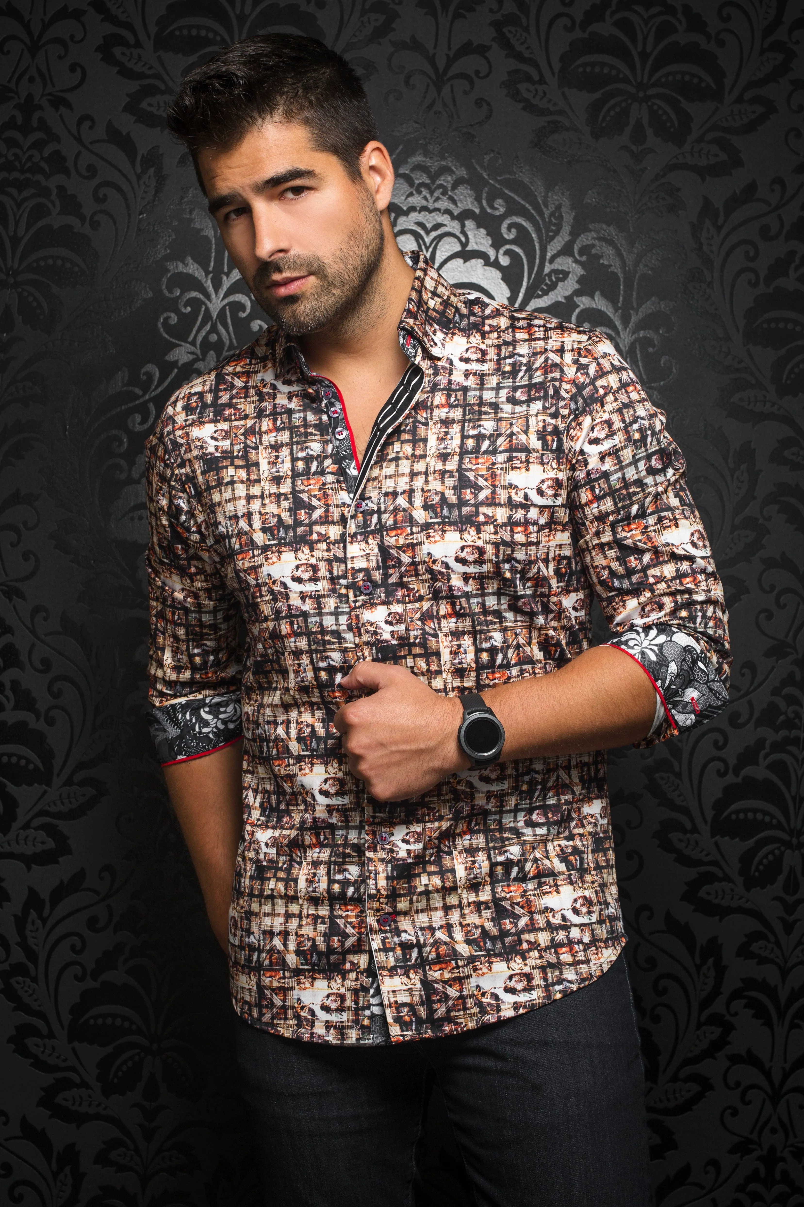 Au Noir Patterned Sport Shirt - Sistine, Multi - VO-000477