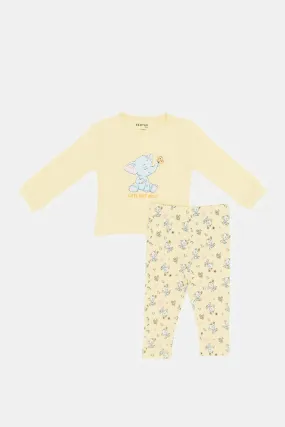 Babies Yellow Printed Pyjama Set (2 Piece)