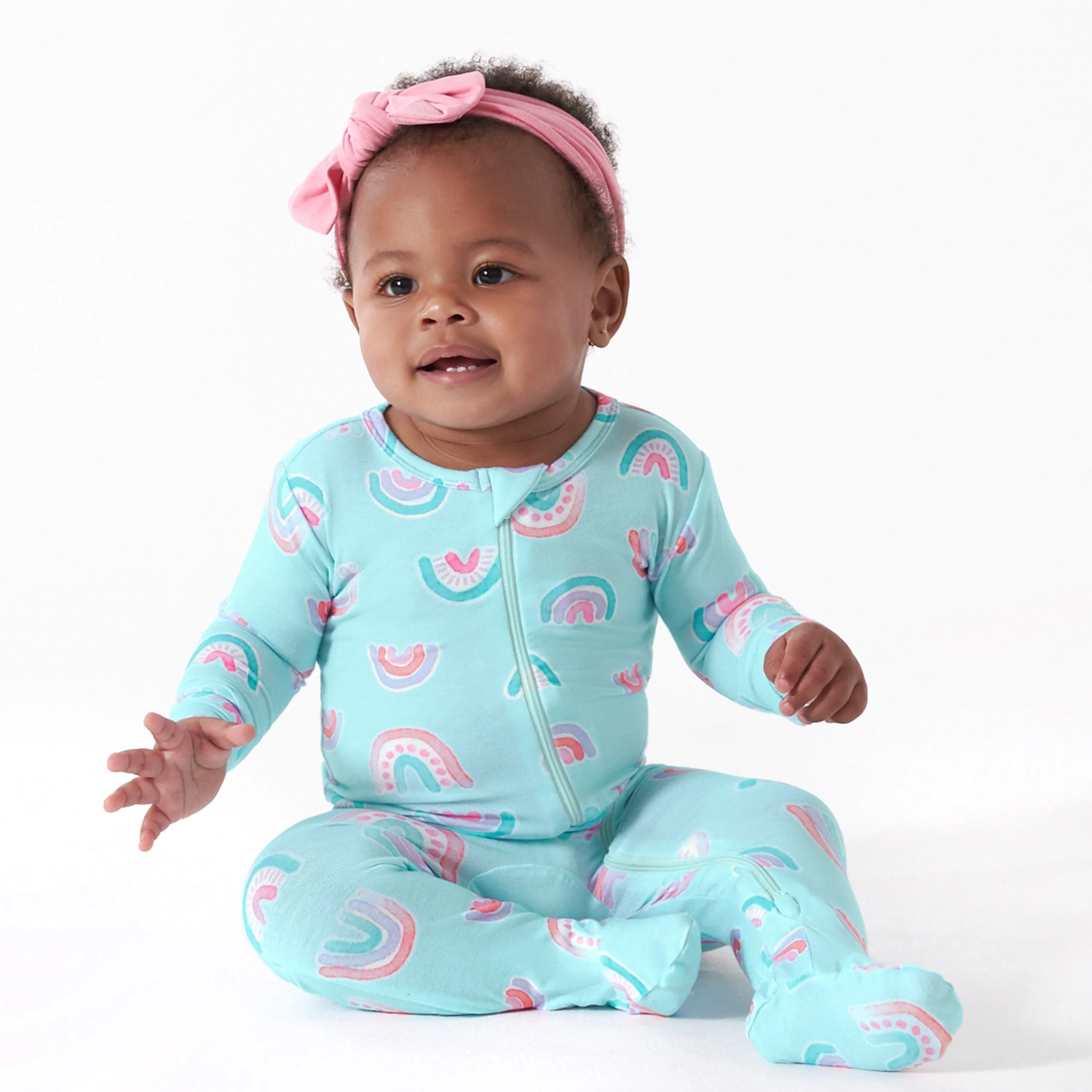 Baby & Toddler Rainbow Sky Buttery Soft Viscose Made from Eucalyptus Snug Fit Footed Pajamas