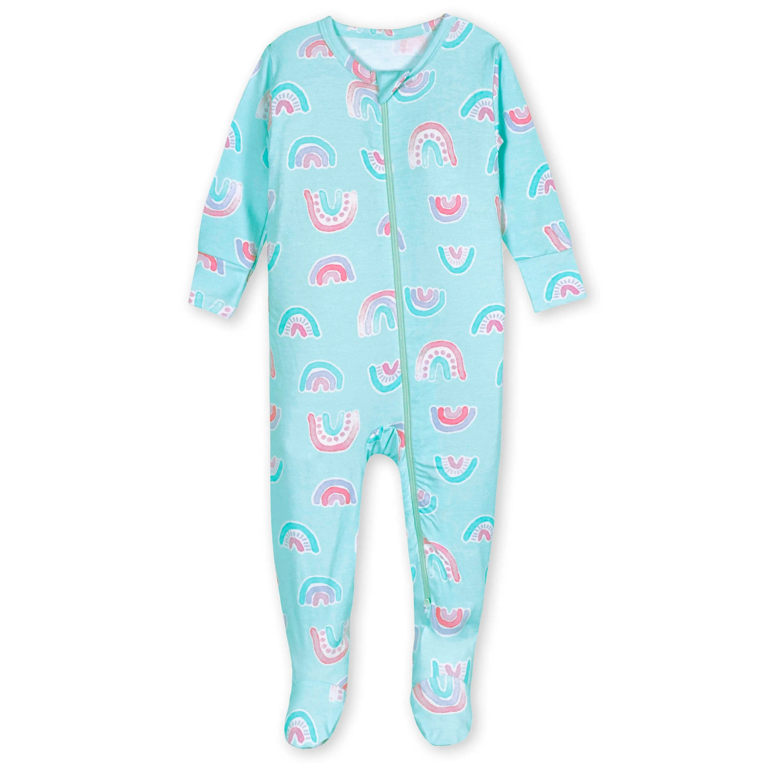 Baby & Toddler Rainbow Sky Buttery Soft Viscose Made from Eucalyptus Snug Fit Footed Pajamas