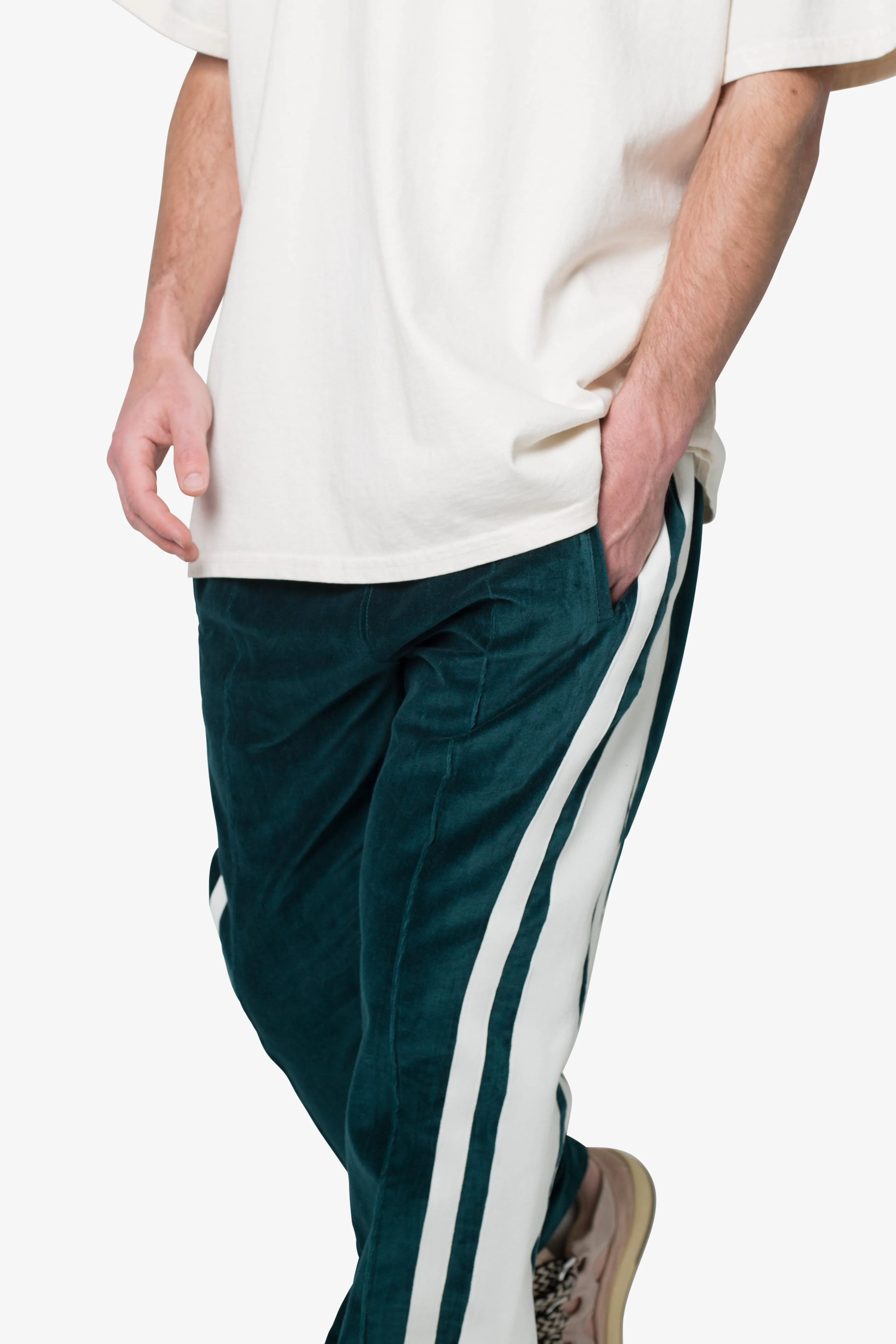 Baggy Velour Track Pants - Green