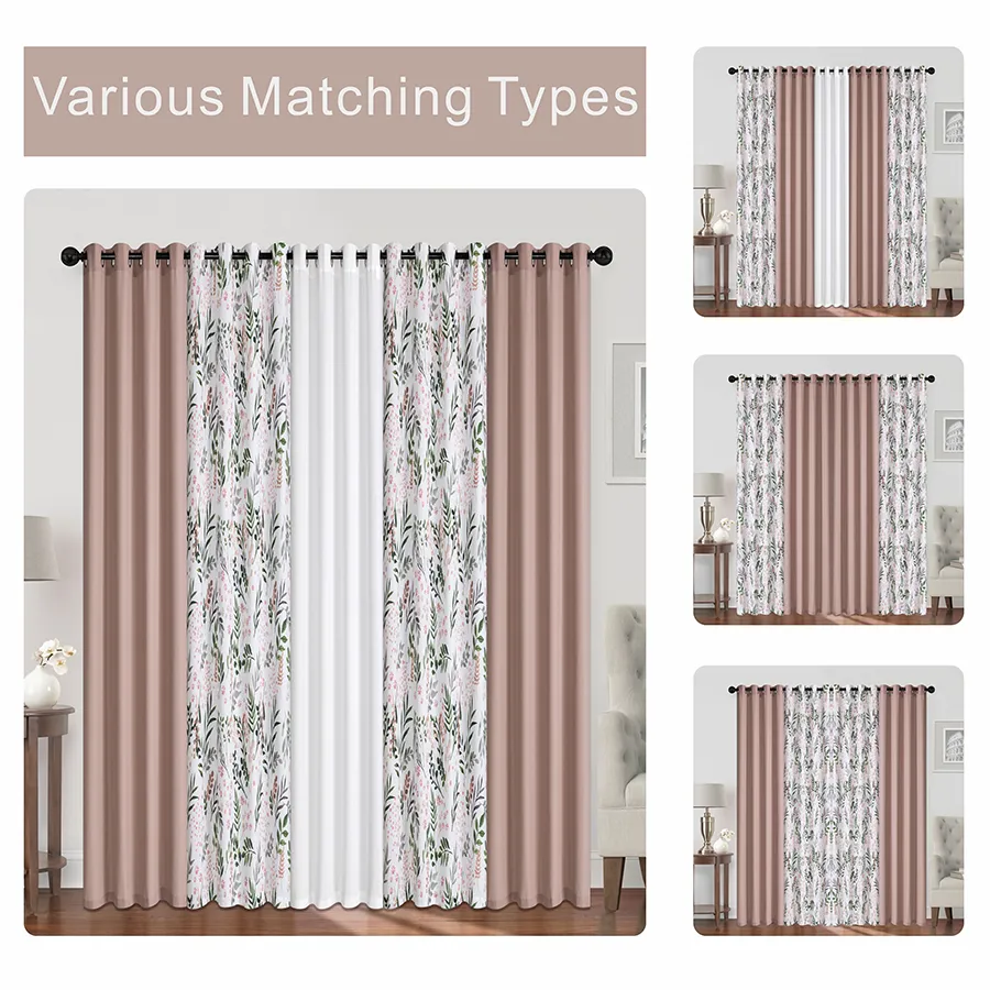 Barta Plain & Print Set of 5 Curtains