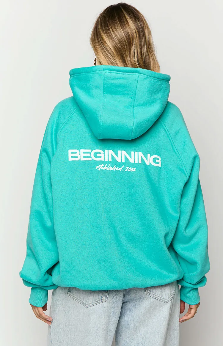 Beginning Teal Established Bubble Hoodie