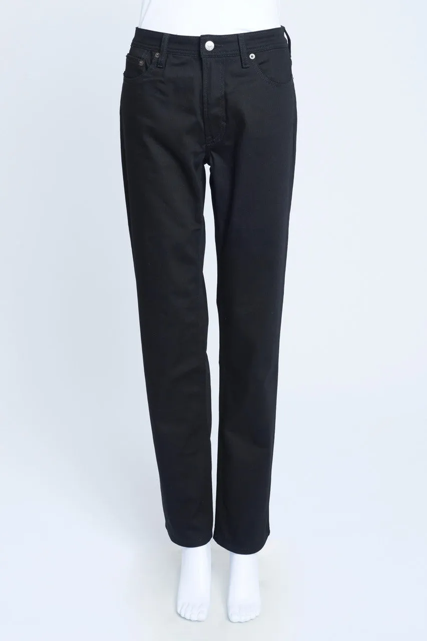 Black Denim High Waist Straight Leg Jeans