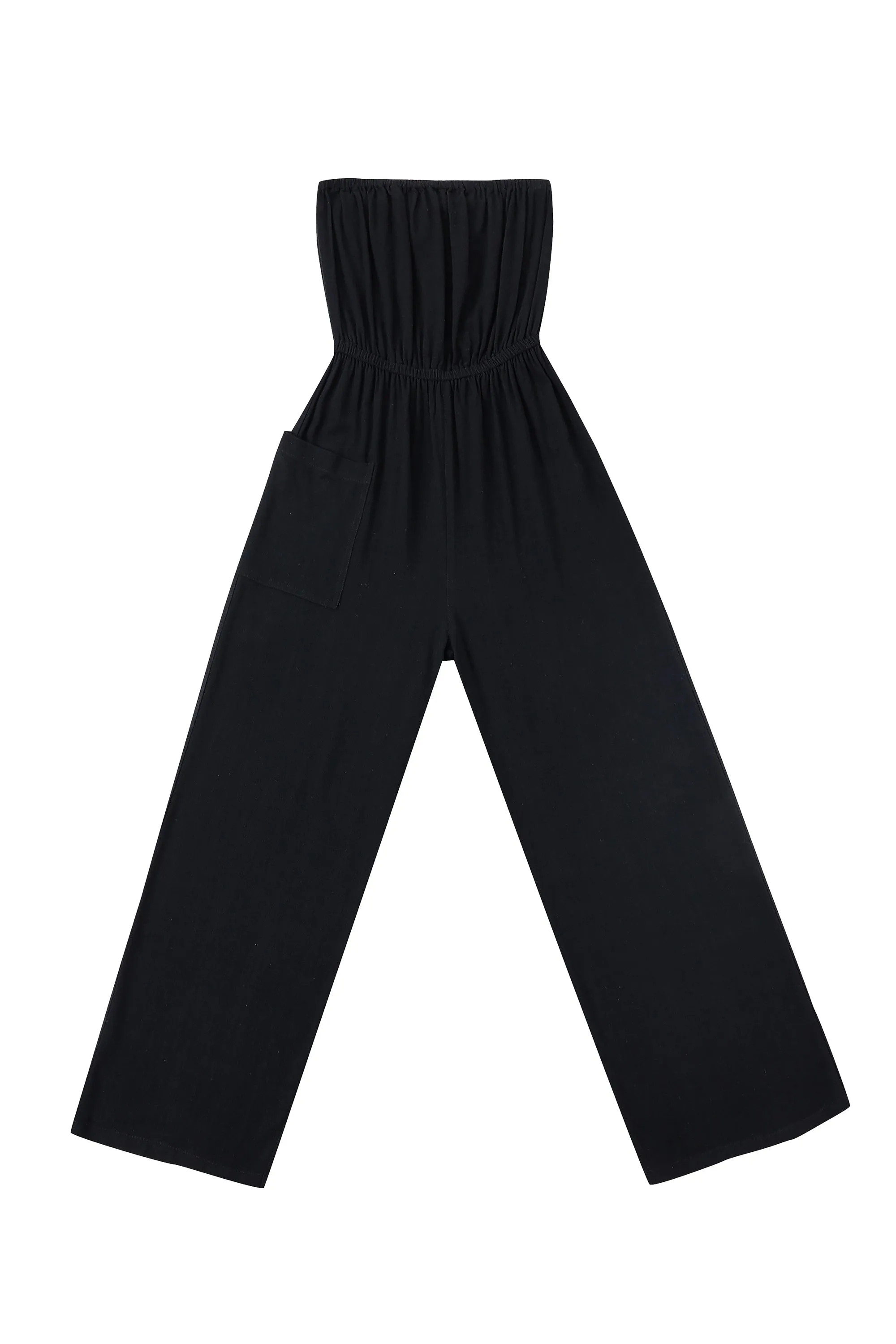 Black Linen Strapless Jumpsuit