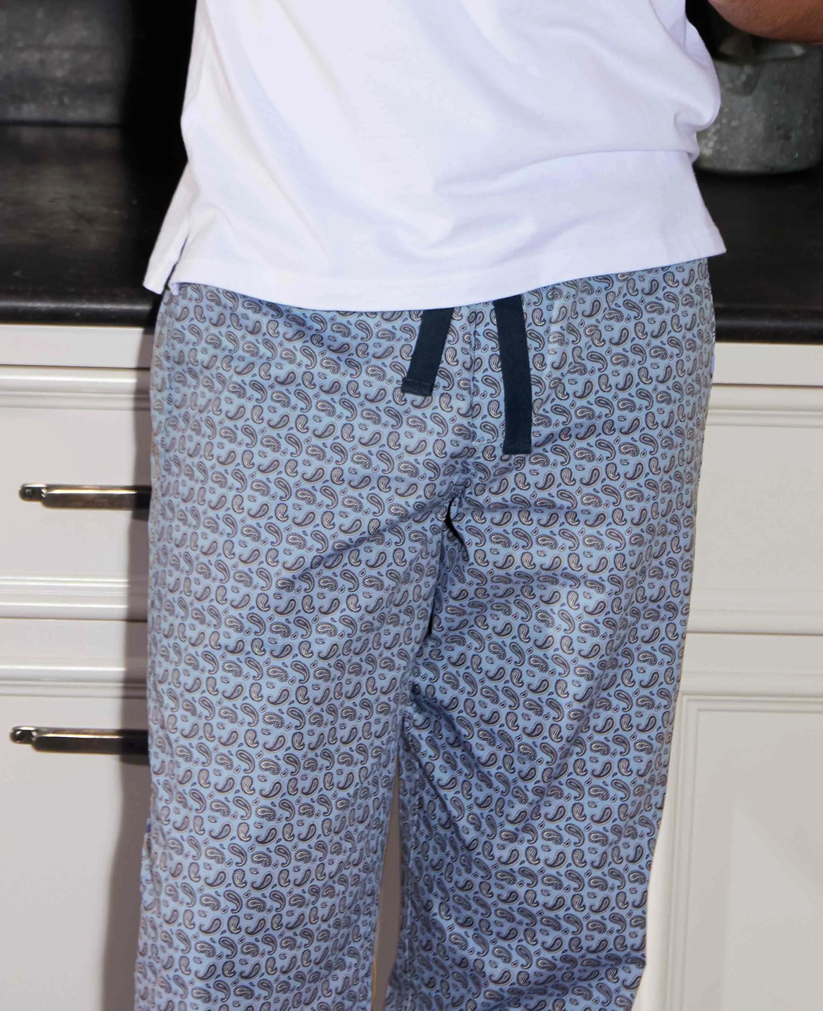 Blue Paisley Print Cotton Lounge Pants