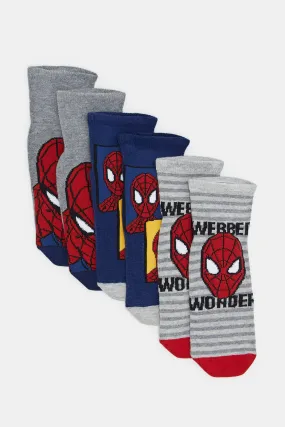 Boys Assorted Spider Man Socks Set (Pack Of 3)