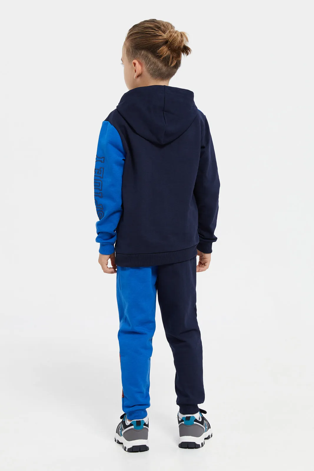 Boys Navy And Blue Spider-Man Hooded Jogger Set (2 Piece)