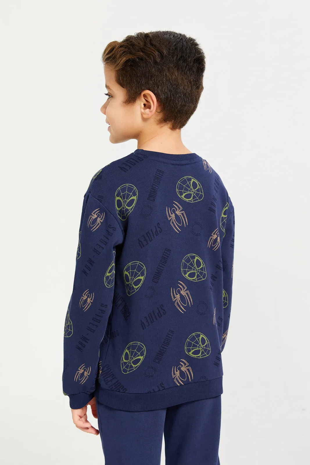 Boys Navy Spider Man Print Sweatshirt