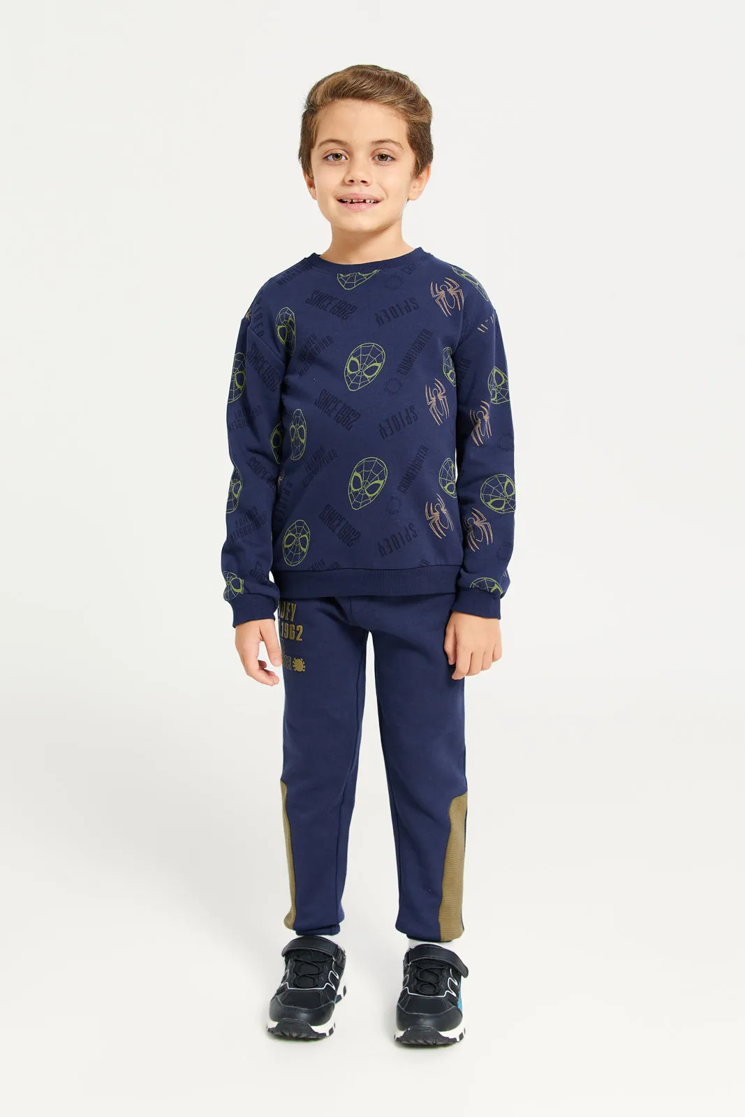 Boys Navy Spider Man Print Sweatshirt