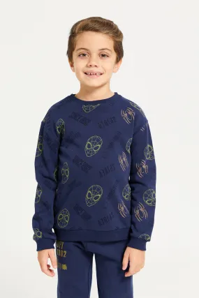 Boys Navy Spider Man Print Sweatshirt