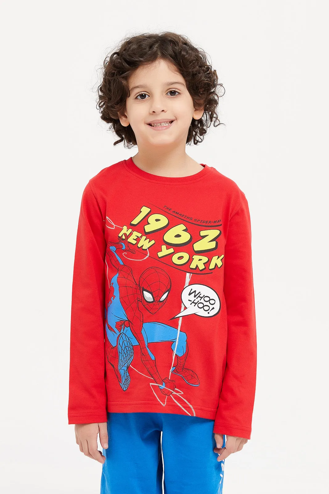 Boys Red And Blue Spider-Man Pyjama Set (2 Piece)