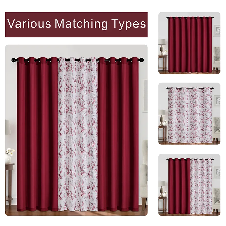 Brityn Plain & Print Set of 3 Curtains