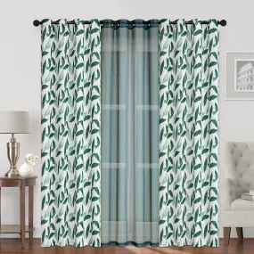 Brynel Plain & Print Set of 3 Curtains