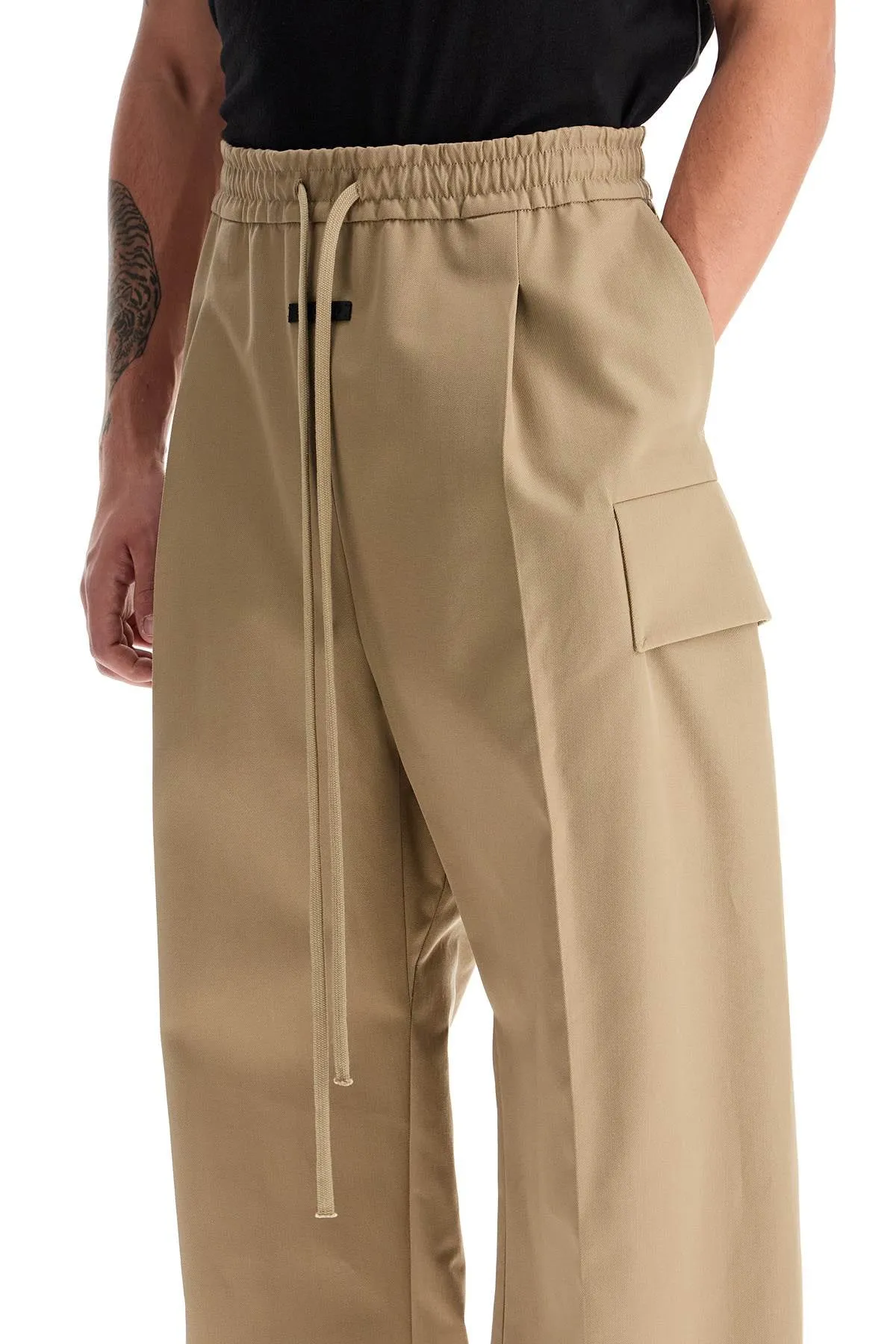 CARGO WOOL AND COTTON BLEND TROUSERS