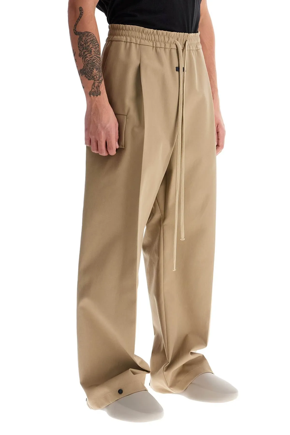 CARGO WOOL AND COTTON BLEND TROUSERS