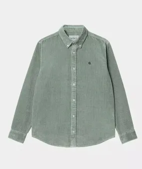 Carhartt WIP Madison Cord L/S Shirt Misty Sage/Black