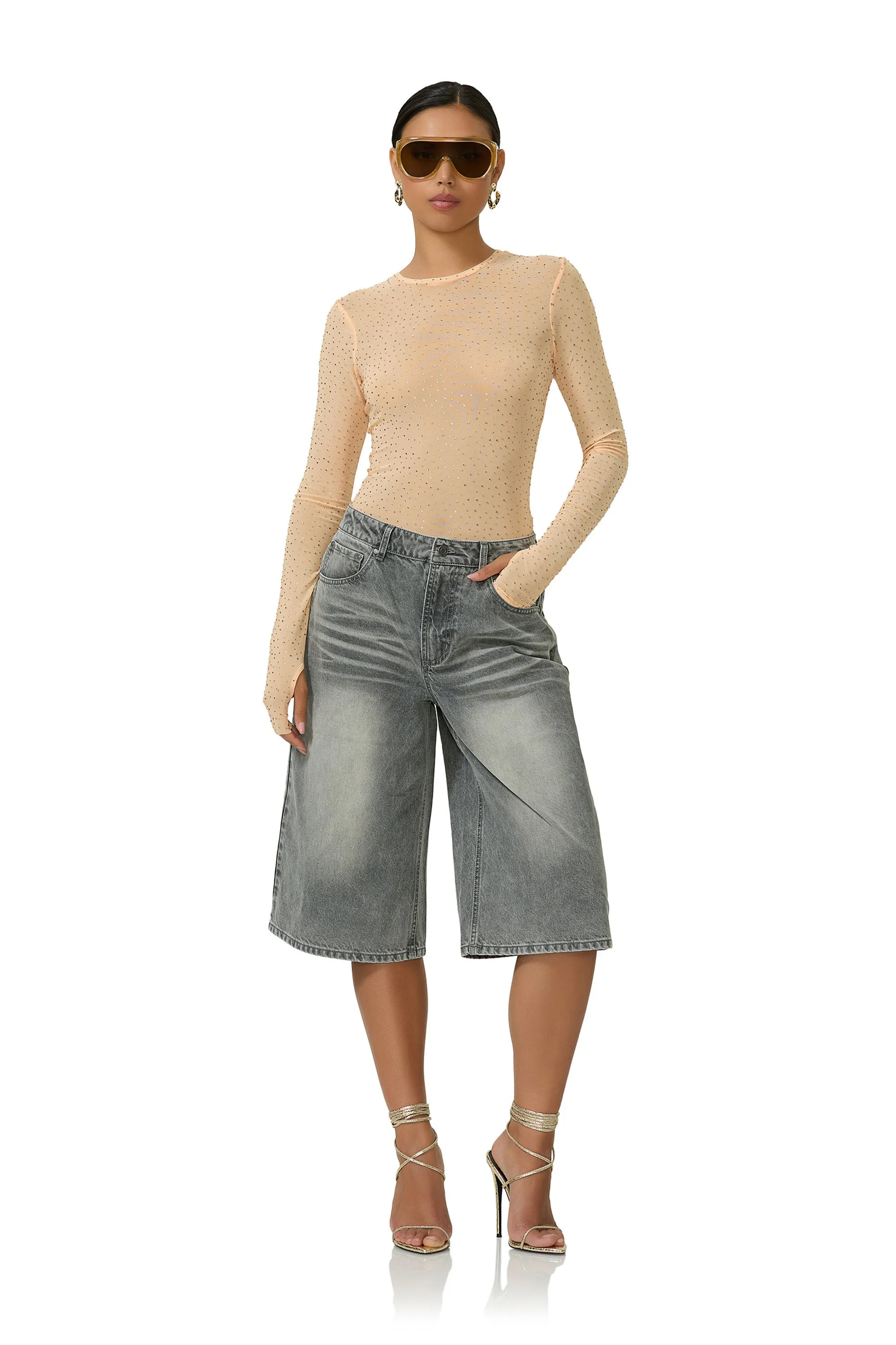 Carmen Wide Leg Jort - Smoke Grey Wash