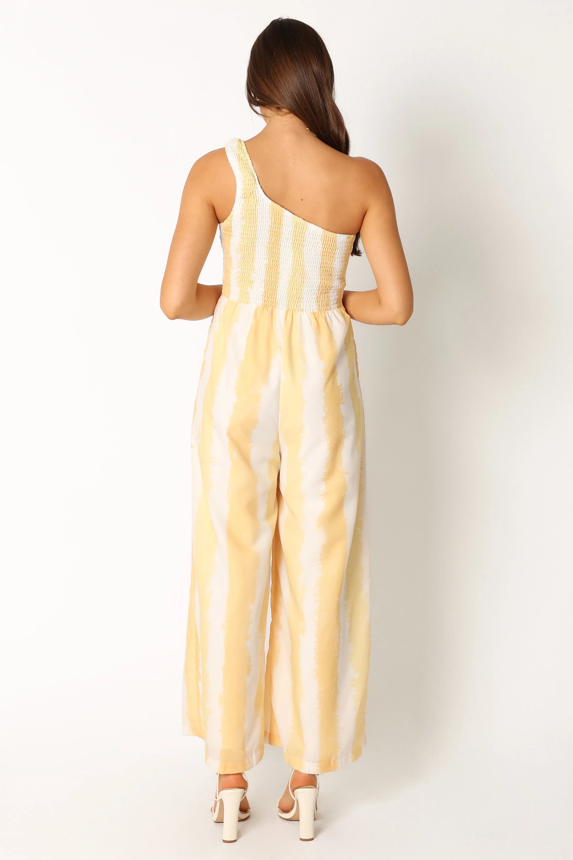 Coco One Shoulder Jumpsuit - Yellow Stripe